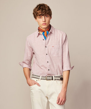 JOSEPH ABBOUD 【キングサイズ・サステイナブル・７分袖】リヨセルリネンシャンブレー シャツ