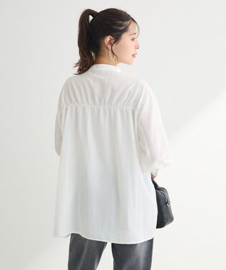 Green Parks シャーリングシャツチュニック Ivory