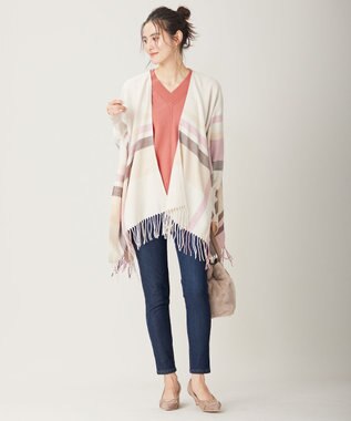 ANY SIS チェック ポンチョ ピンク系チェック