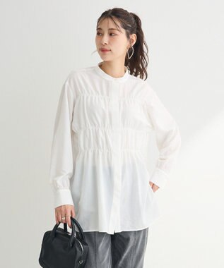 Green Parks シャーリングシャツチュニック Ivory