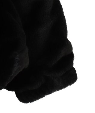 WEGO ファーフードグラフィックブルゾン ブラック