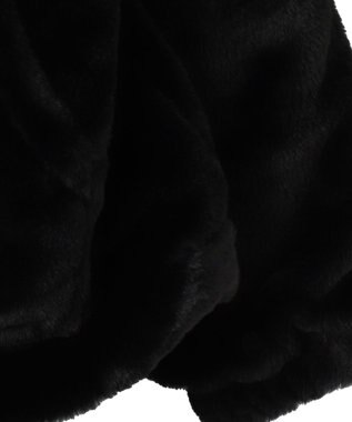 WEGO ファーフードグラフィックブルゾン ブラック