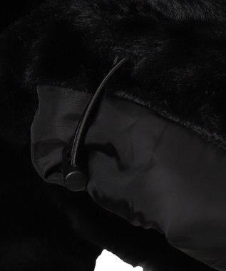 WEGO ファーフードグラフィックブルゾン ブラック