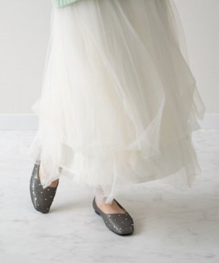 Bridget Birkin 【Bridget Birkin】ドットビジューグリッターフラットシューズ シルバー雑材