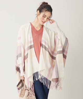 ANY SIS チェック ポンチョ ピンク系チェック