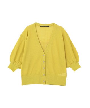 YECCA VECCA シアーニットVネックカーディガン Yellow