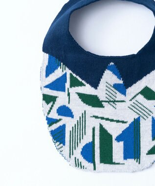 TRICOTE GEOMETRIC BIB / 幾何学4色柄スタイ 39NAVY