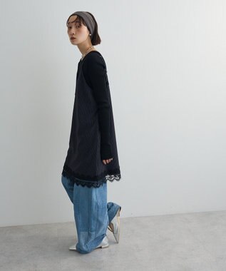 Green Parks ２ＷＡＹレース×ピンストライプキャミソールワンピース Dark Navy