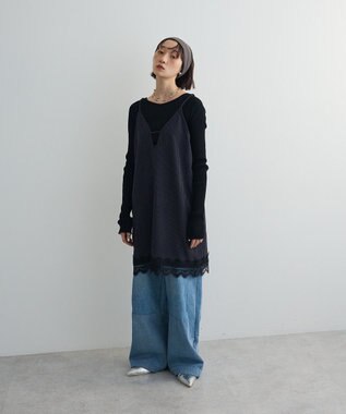 Green Parks ２ＷＡＹレース×ピンストライプキャミソールワンピース Dark Navy