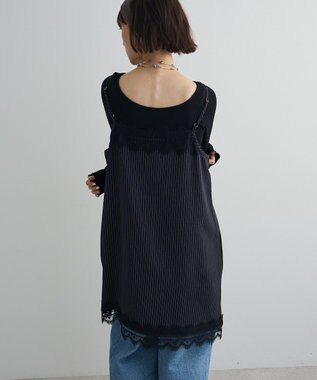 Green Parks ２ＷＡＹレース×ピンストライプキャミソールワンピース Dark Navy