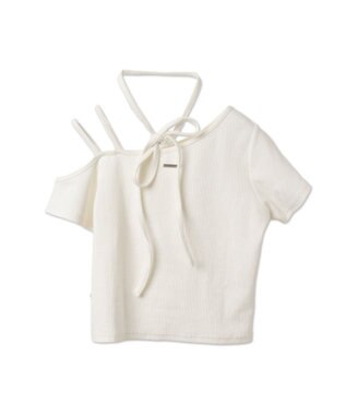 WEGO プレートデザインワンショルトップス ホワイト