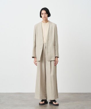 ATON LINEN OXFORD | タックワイドパンツ BEIGE