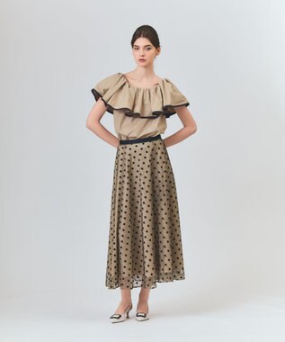 GRACE CONTINENTAL ドットembチュールスカート ベージュ