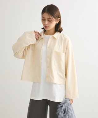 Green Parks ソフトコーデュロイショートシャツ Off White