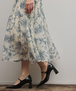 GRACE CONTINENTAL フラワープリントプリーツワンピース ベージュ