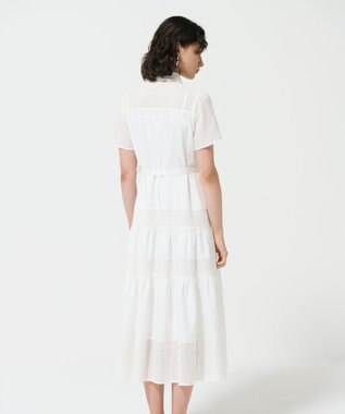 GRACE CONTINENTAL メッシュコンビシャツワンピース ホワイト