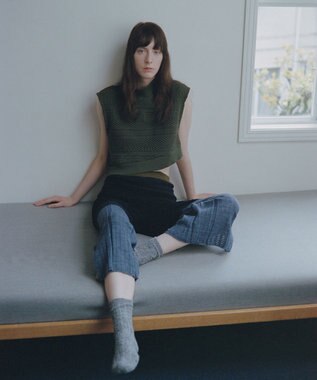 TRICOTE バンピーニット切り替えベスト 48KHAKI