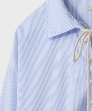 LENO SKIPPER SHIRTS CANDY STRIPE / スキッパーブラウス SAXE BLUE