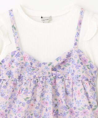 ANY KIDS 花柄キャミセット 長袖 Tシャツ ホワイト×ラベンダー系花柄