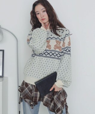 WEGO ノルディックベアニットプルーバー ホワイト