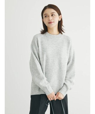Green Parks ｆｕｗａっとメランジ前後差ニットプルオーバー Light Gray