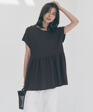  スゴ機能美ニット フレンチスリーブ ペプラム