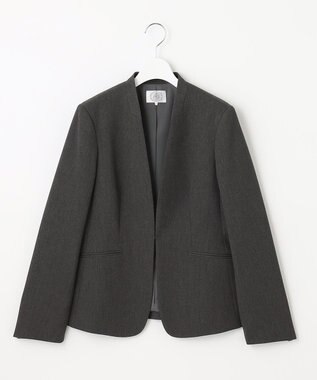 J.PRESS LADIES L 【洗える】アルガンシルク ノーカラー ジャケット グレー系