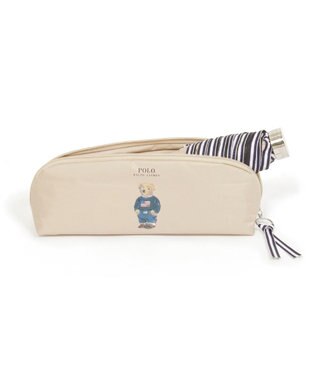 MOONBAT 【WEB限定/遮光率100%/遮熱/UV】POLO RALPH LAUREN（ポロ ラルフローレン）晴雨兼用日傘 ワンポイント ポロベア 折りたたみ傘 ポーチタイプ ベージュ