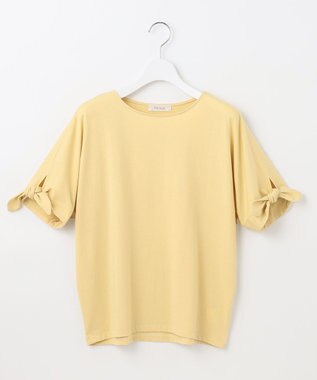 Feroux 【UVケア】リボンスリーブドルマン Tシャツ ライトイエロー系