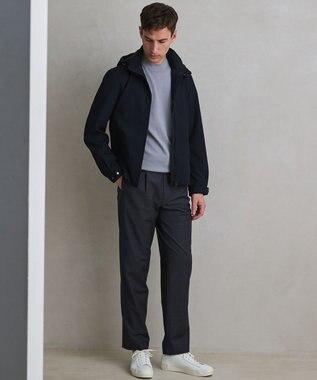 GOTAIRIKU 仕事で着られる【シワになりにくい/洗える/ストレッチ/吸水速乾】バブルテック フーデッドブルゾン ネイビー系