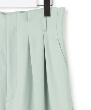 23区 L ナチュラルストレッチサキソニー タック ワイドパンツ ミント系