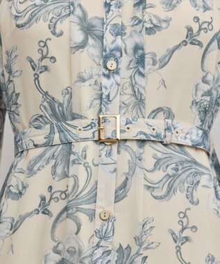 GRACE CONTINENTAL フラワープリントプリーツワンピース ベージュ