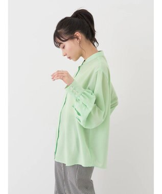 earth music&ecology ボリュームタック袖ブラウス Lime Green