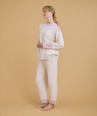 une nana cool カラーブロッキング　プルオーバー＆ロングパンツセット クリーム