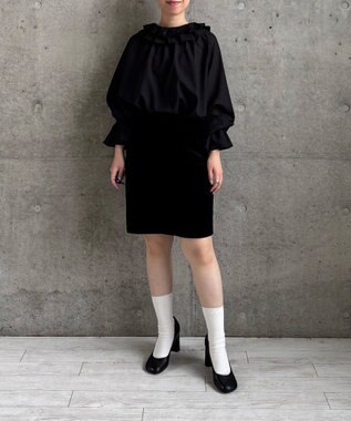 #Newans 【LEE掲載アイテム】【前後着用可能】ビッグカラー２WAYブラウス ブラック