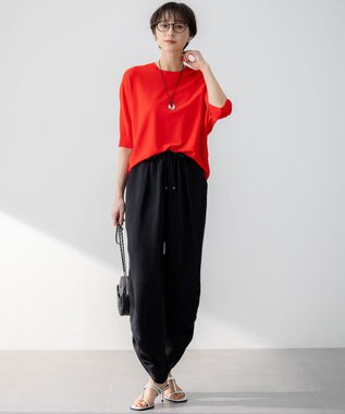 23区 S 【洗える】レーヨンポリエステルストレッチ ドルマン ニット オレンジ系