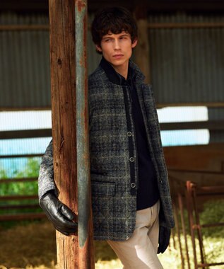 JOSEPH ABBOUD カシミヤブレンド ハイネック ZIP プルオーバーニット ネイビー系