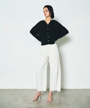 GRACE CONTINENTAL スラブリブシャツニットトップ ブラック