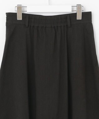 自由区 【洗える・ストレッチ素材】リネンヴィスコースストレッチ フレアスカート ブラック系