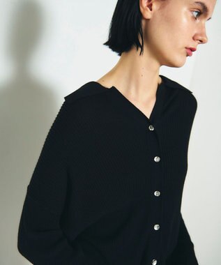 GRACE CONTINENTAL スラブリブシャツニットトップ ブラック