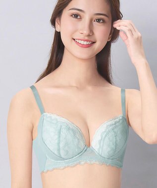 Wing ブラジャー 背中の段差を軽減 脇高設計 パーソナライズ設計 【脇も背中もきれいブラ】 Gカップまで対応 大きいサイズ KB2723 ウイング／ワコール グリーン