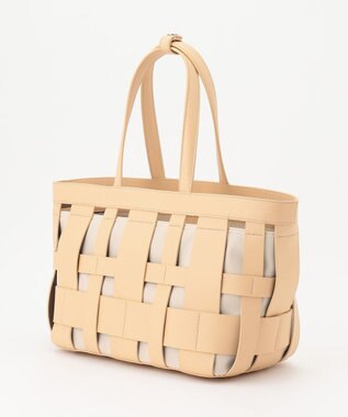 Y'SACCS 【リサイクルレザー】メッシュかごバッグ　large ナチュラル×アイボリー