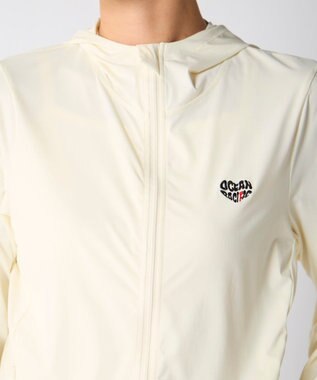 OP／FILA 【Ocean Pacific】接触冷感SNC｜ロゴ入りラッシュパーカー ホワイト