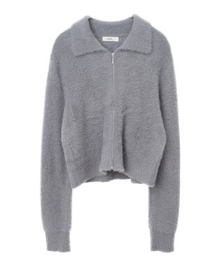 earth music&ecology シャギージップカーディガン Gray