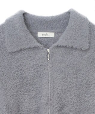 earth music&ecology シャギージップカーディガン Gray