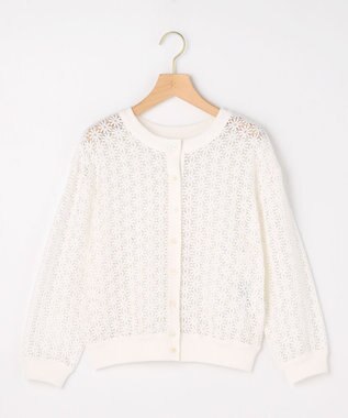 組曲 【先行予約・前後着用可】コットンフラワーレーシー カーディガン ホワイト系
