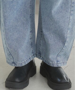 WEGO 【ANGIE VINTAGE】バレルレッグデニムパンツ ブルー