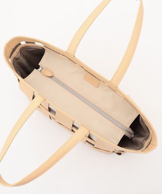 Y'SACCS 【リサイクルレザー】メッシュかごバッグ　large ナチュラル×アイボリー