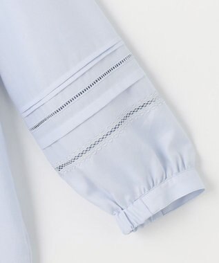 J.PRESS LADIES 【洗える】ポリエステルスパンソフトクロス レース ブラウス サックスブルー系