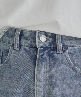 WEGO 【ANGIE VINTAGE】バレルレッグデニムパンツ ブルー